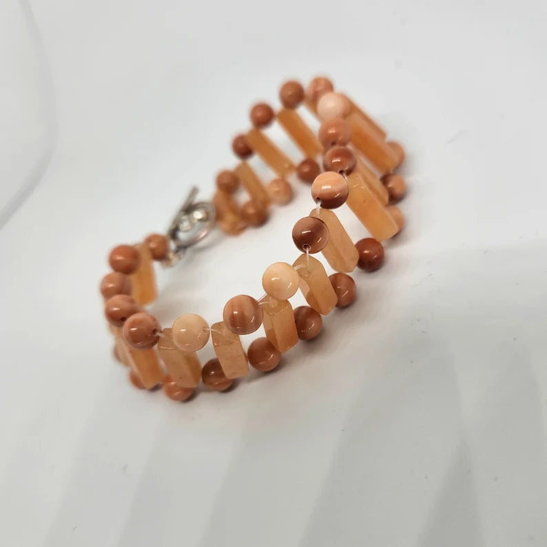 Hand Beaded Orange Aventurine Bracelet