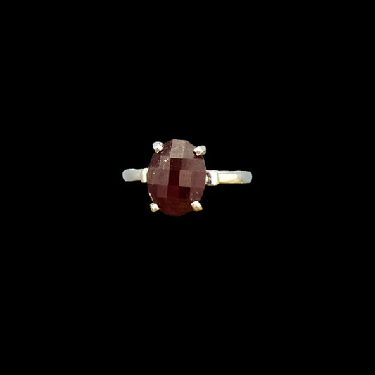 Handcut 4.45ct Garnet Silver Ring