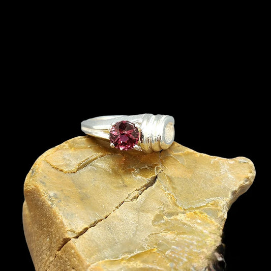 Handcut 1ct Rhodolite Garnet Silver Ring