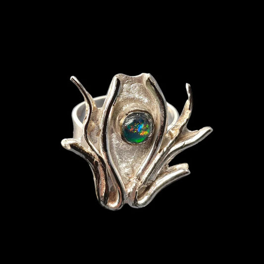 Handcut .5ct Australian Opal Sterling Silver Ring