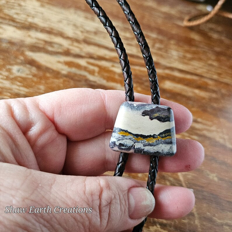 Handcut Amethyst Sage Handmade Bolo Tie