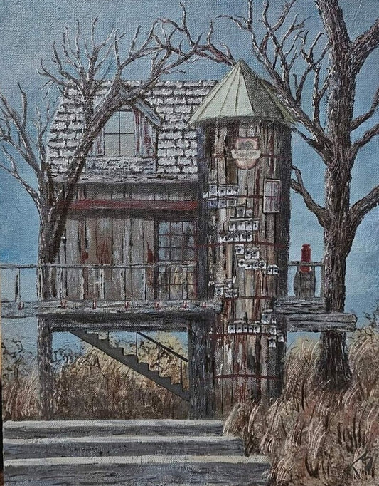 Hand Painted Dogwood Canyon Tree House Acrylic Painting