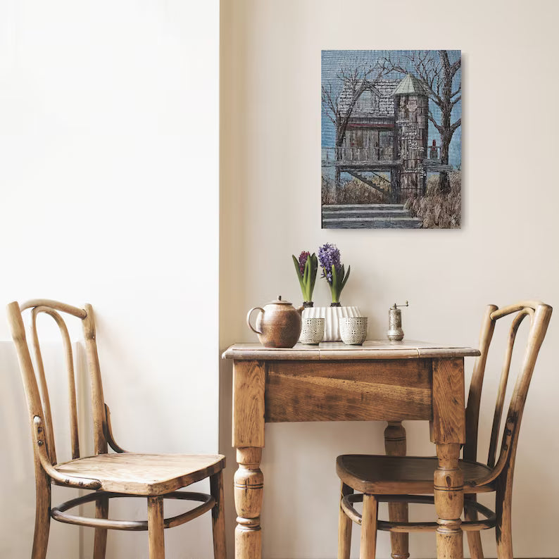 Hand Painted Dogwood Canyon Tree House Acrylic Painting