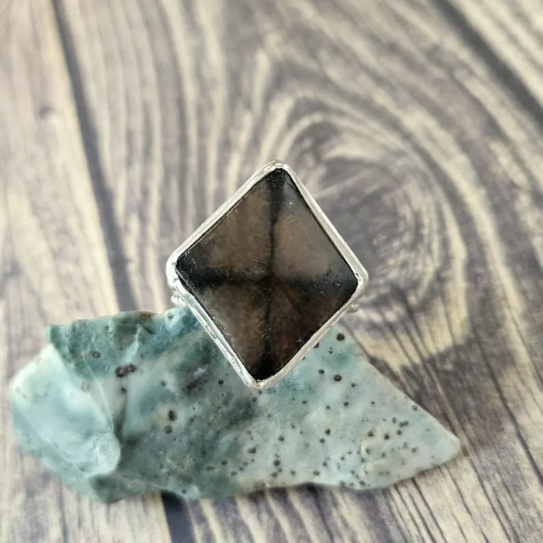 Handcut Trapiche Andalusite Sterling Silver Ring