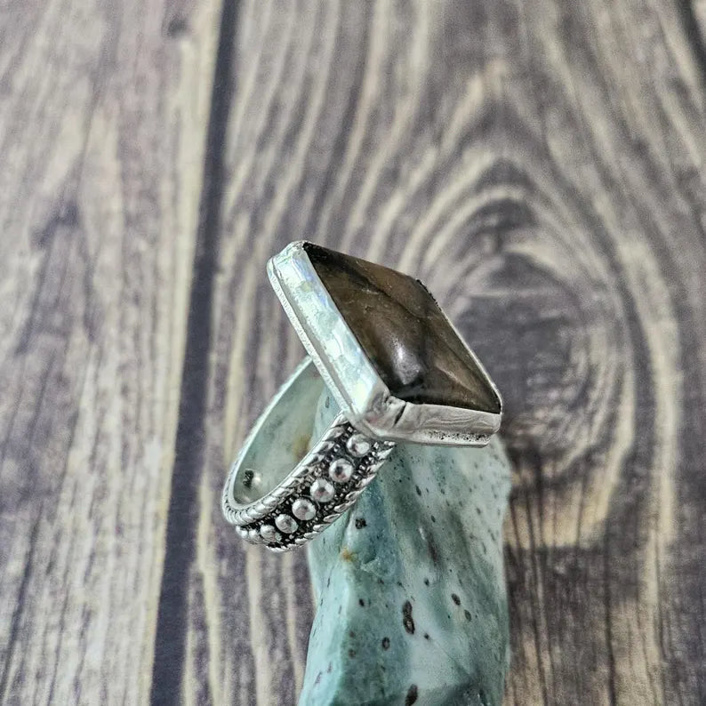 Handcut Trapiche Andalusite Sterling Silver Ring