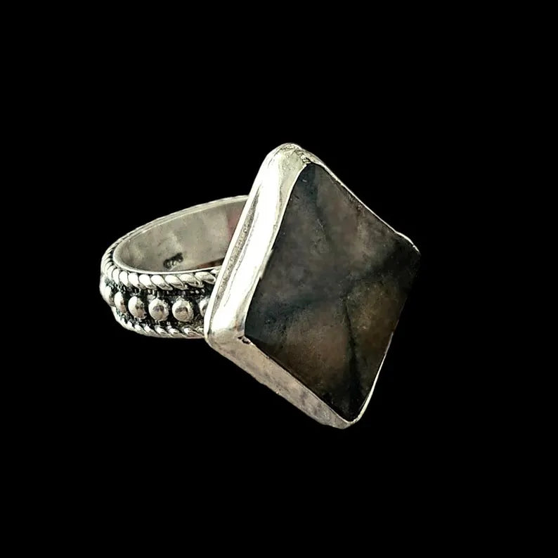 Handcut Trapiche Andalusite Sterling Silver Ring