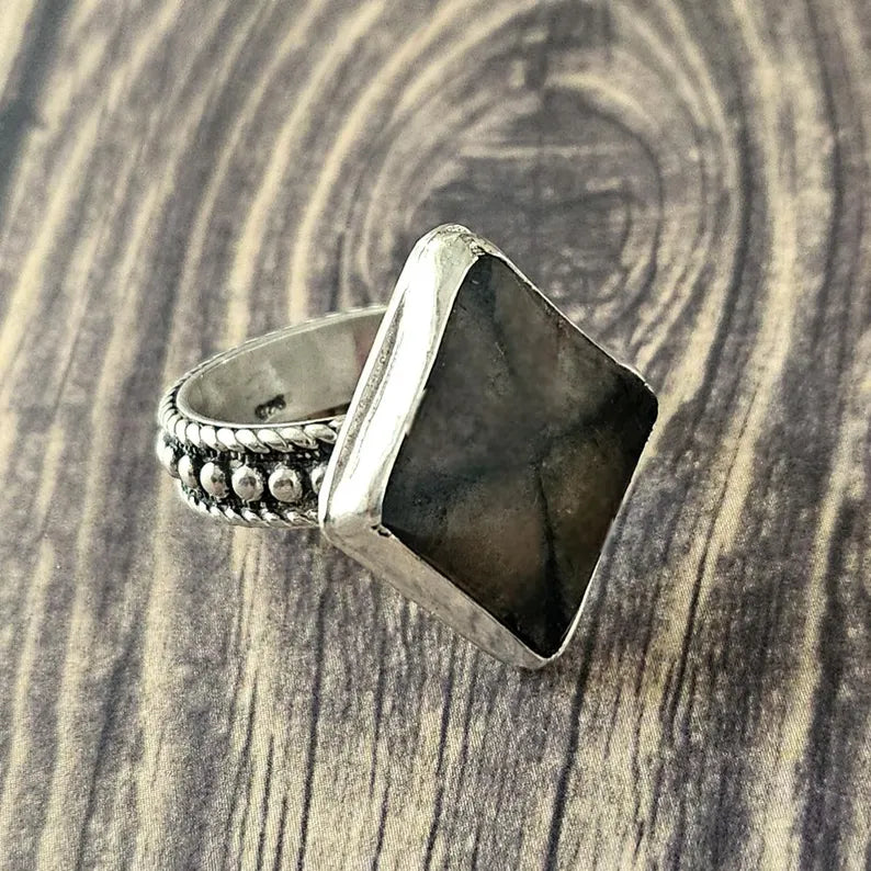 Handcut Trapiche Andalusite Sterling Silver Ring