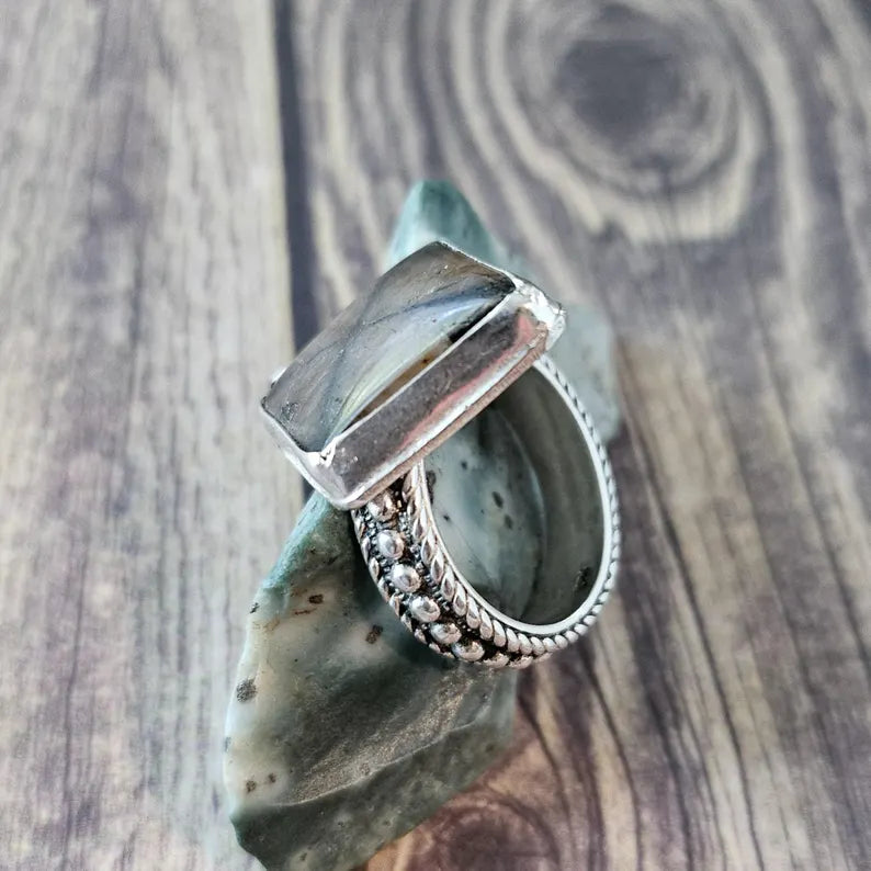 Handcut Trapiche Andalusite Sterling Silver Ring