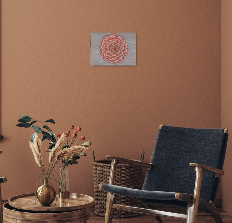 Sara's Bloom" – Original Rose Flower Painting – Minimalist Floral Wall Art on Canvas