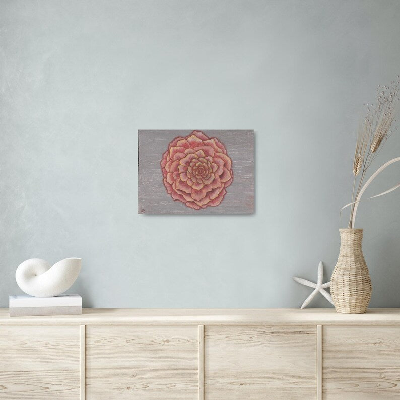 Sara's Bloom" – Original Rose Flower Painting – Minimalist Floral Wall Art on Canvas