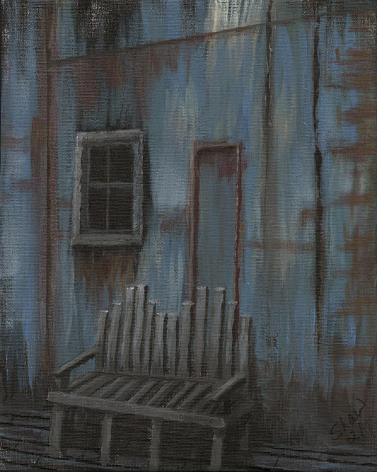Cider Mill Bench Country Porch Rustic Original Painting