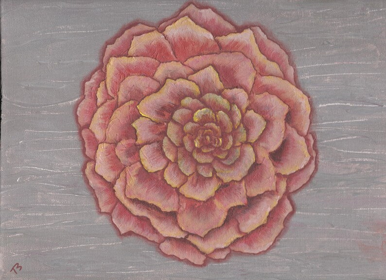 Sara's Bloom" – Original Rose Flower Painting – Minimalist Floral Wall Art on Canvas