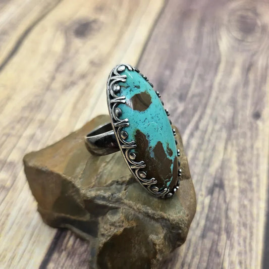 Handcut Gem Silica Sterling Silver Statement Ring