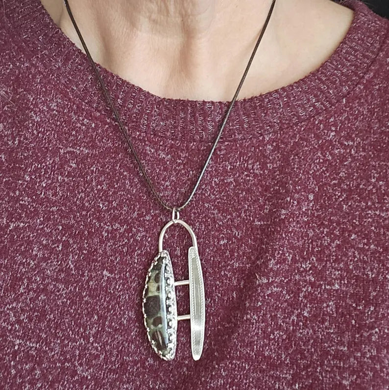 Handcut Oolite Sterling Silver Statement Necklace