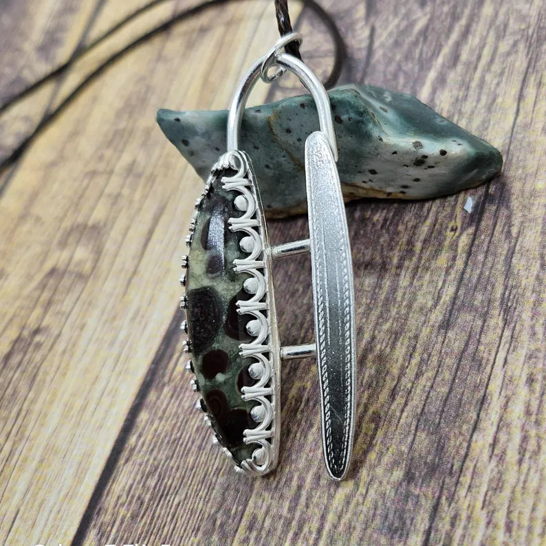 Handcut Oolite Sterling Silver Statement Necklace