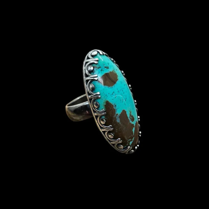 Handcut Gem Silica Sterling Silver Statement Ring