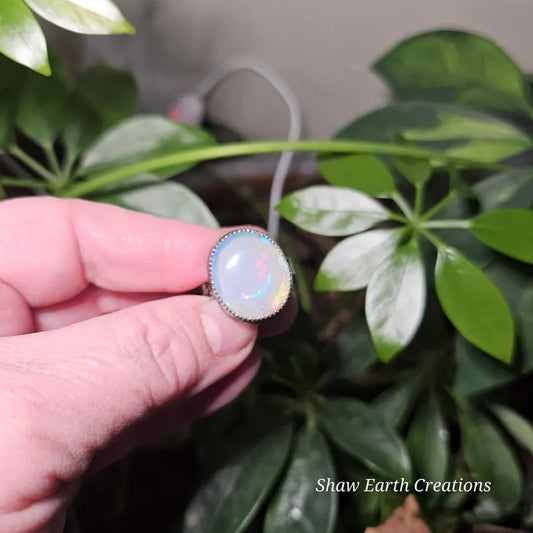 Handcut 8.5ct Opal Sterling Silver Ring