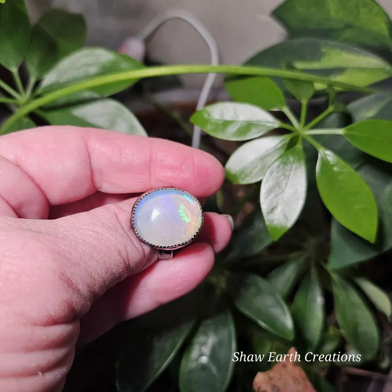 Handcut 8.5ct Opal Sterling Silver Ring