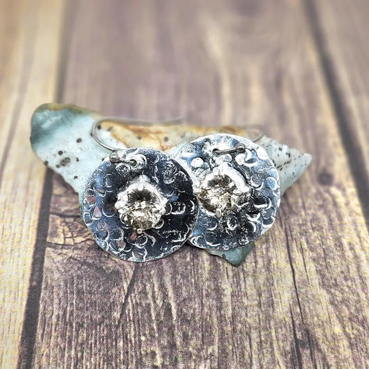 Handcut 1.8ct Smoky Quartz Sterling Silver Earrings