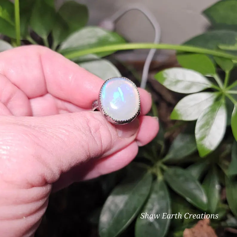 Handcut 8.5ct Opal Sterling Silver Ring