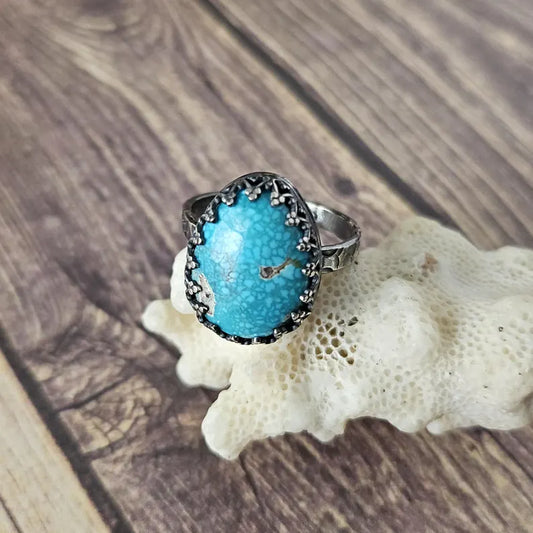Handcut 11ct Waterweb Genuine Turquoise Sterling Silver Ring