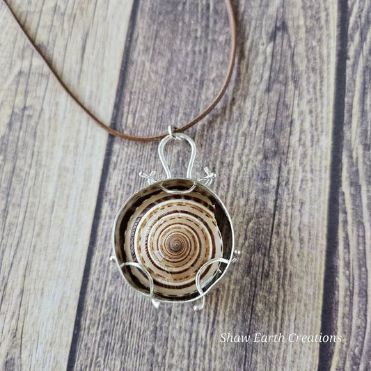 Spiral Shell Beachy Vacation Sterling Silver Necklace