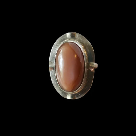 Handcut Tawny Moonstone Sterling Silver Ring
