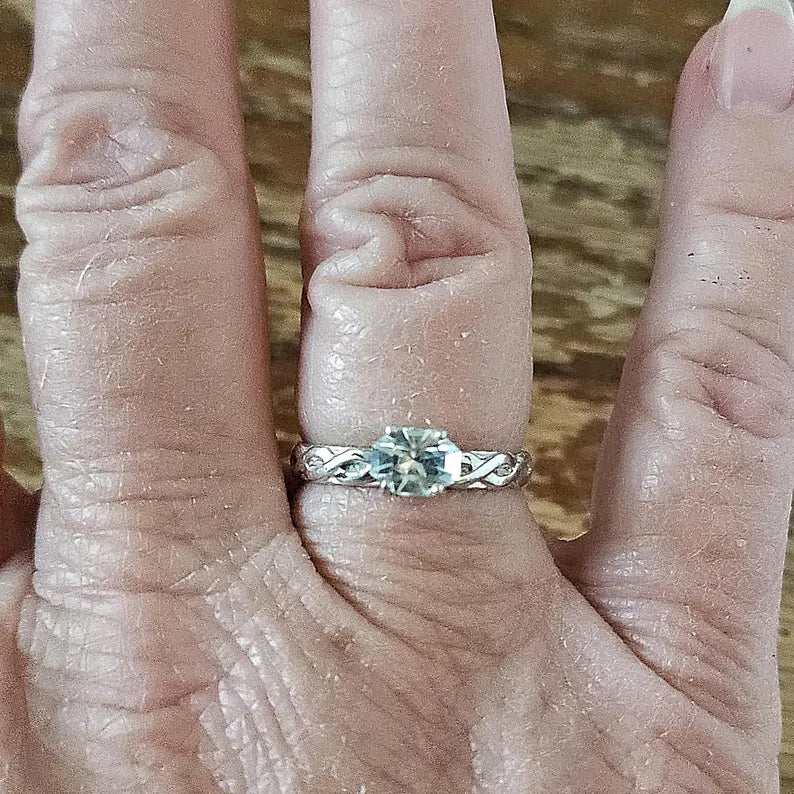 Handcut .5ct Blue Topaz Sterling Silver Ring