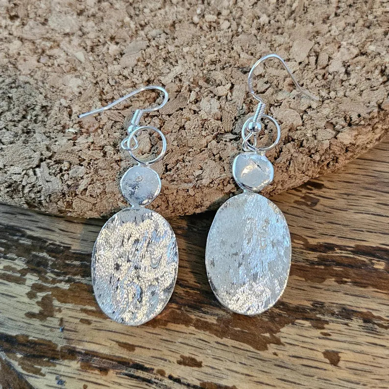 Shimmery Moonstone Earrings Handcut Gemstones in Sterling Silver Mystic Artisan Jewelry