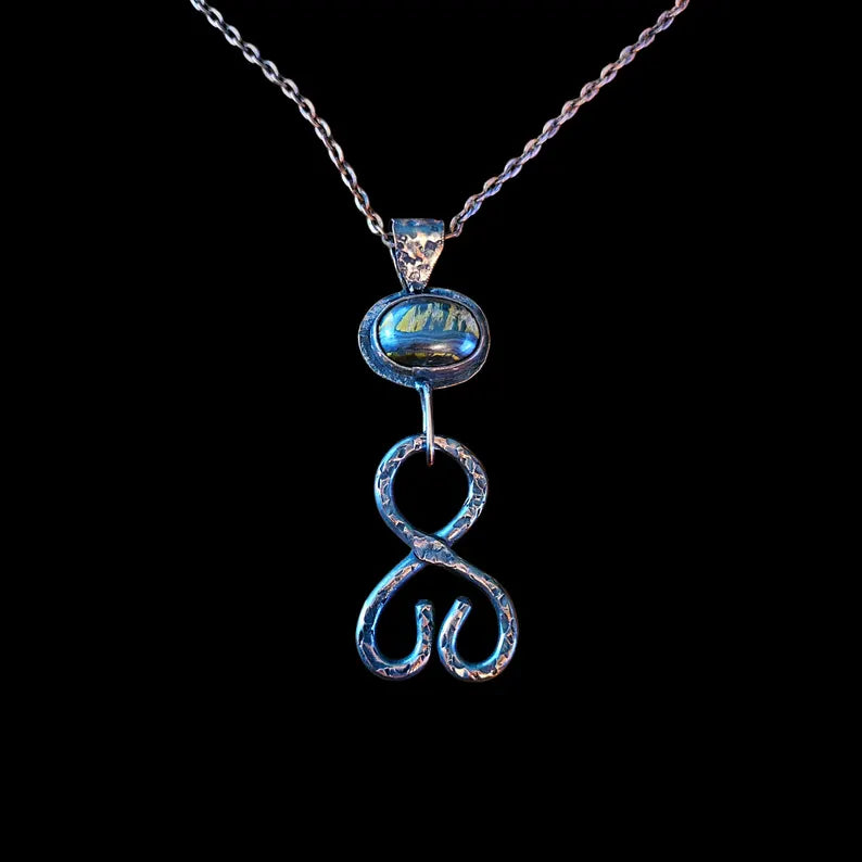 Copper Troll Cross Necklace Brutalist Style with Handcut Marra Mamba