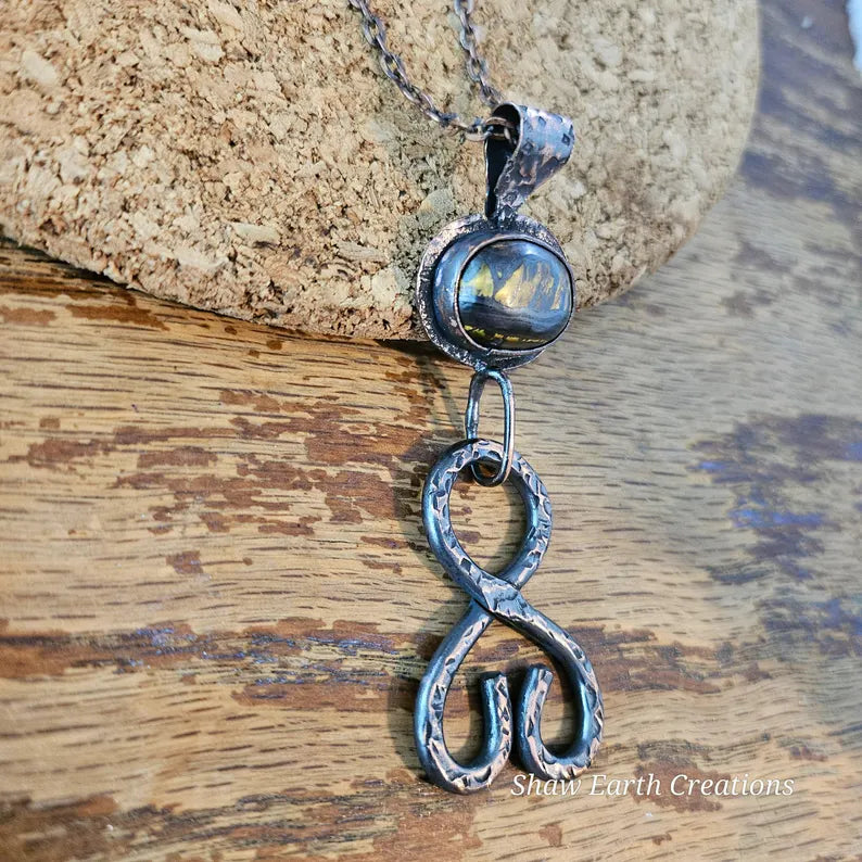 Copper Troll Cross Necklace Brutalist Style with Handcut Marra Mamba