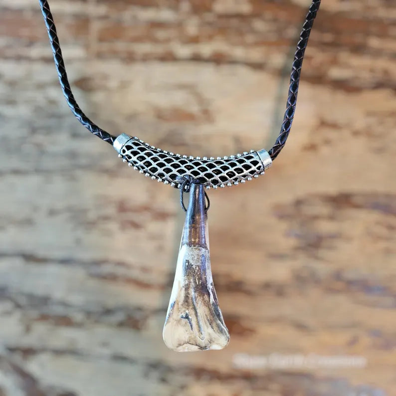 Brutalist Viking Buffalo Tooth Necklace Primitive Talisman