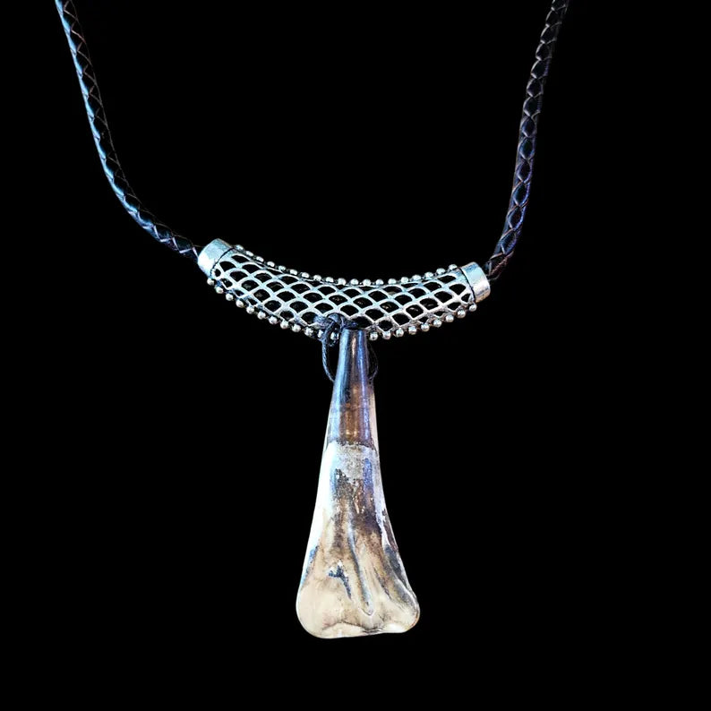 Brutalist Viking Buffalo Tooth Necklace Primitive Talisman