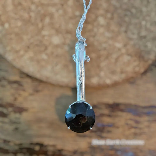 Sterling Silver Statement Necklace with Huge 39ct Hand Faceted Garnet