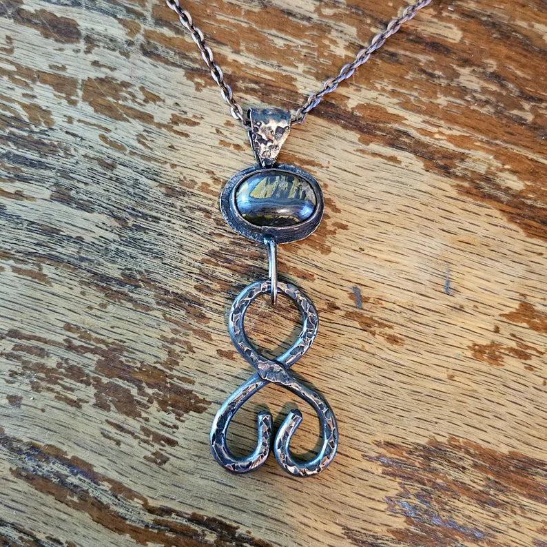 Copper Troll Cross Necklace Brutalist Style with Handcut Marra Mamba