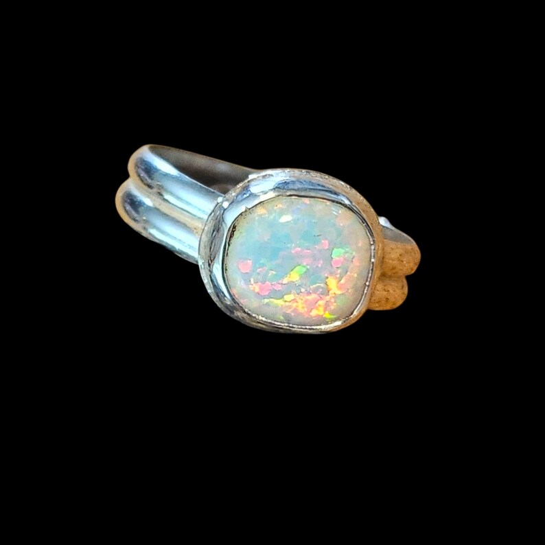 Handcut Ethiopian Opal Sterling Silver Ring