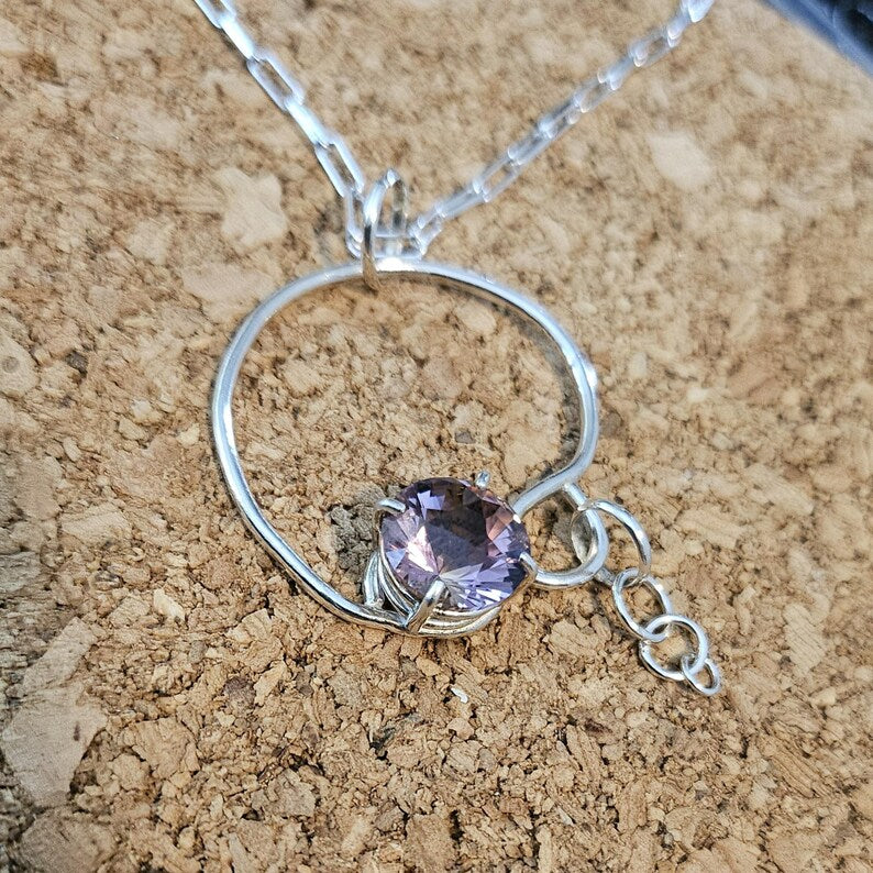 Handcut 4.5ct Ametrine Silver Necklace