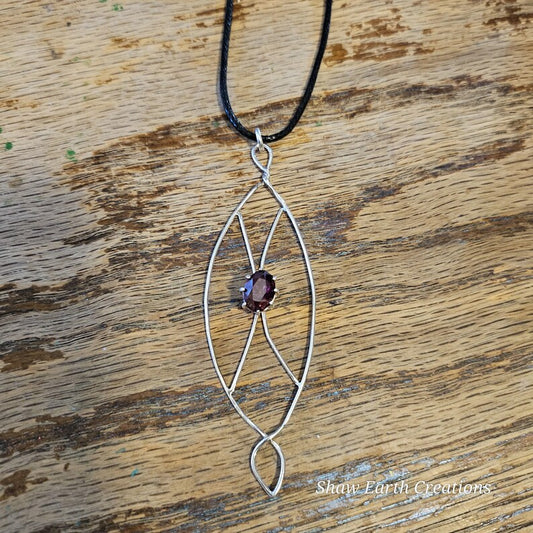 Handcrafted 3.65ct Garnet Zulu Shield Silver Necklace