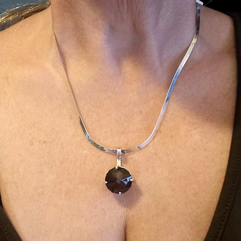 Handcrafted Large 27.ct Faceted Garnet on Small Bail Necklace