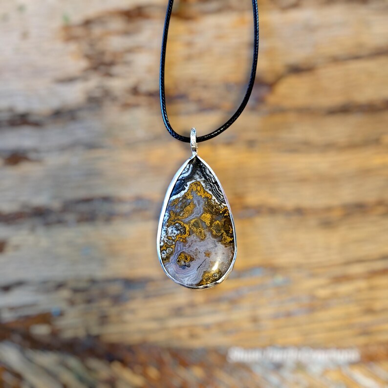 Handcrafted Crazy Lace Agate Pendant in Sterling Silver One of a Kind Joy Stone