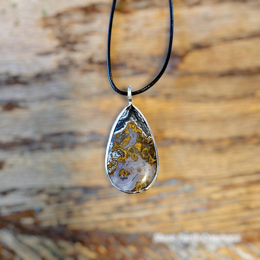 Handcrafted Crazy Lace Agate Pendant in Sterling Silver One of a Kind Joy Stone