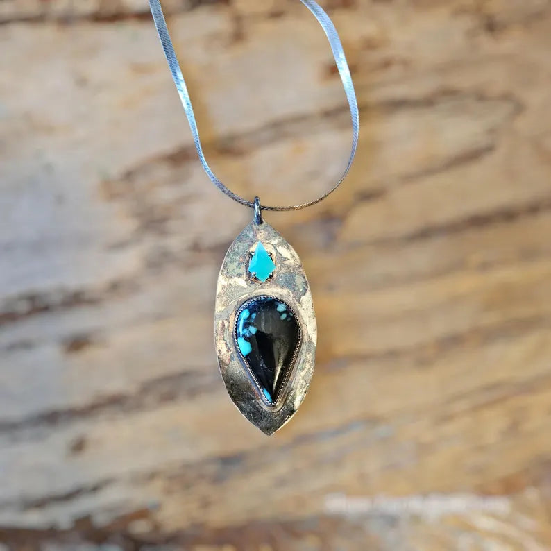 Handcrafted Persian Variscite Chrysoprase Sterling Silver Necklace