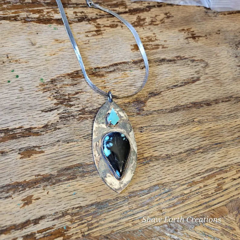 Handcrafted Persian Variscite Chrysoprase Sterling Silver Necklace