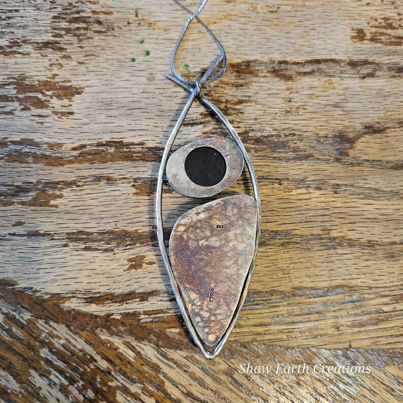 Handcrafted 44ct Garnet and Mexican Opal Sterling Silver Necklace