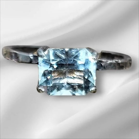 Handcrafted 1.45ct Aquamarine Sterling Silver Ring