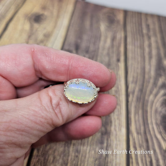 Handcrafted 3ct Opal Sterling Silver Ring