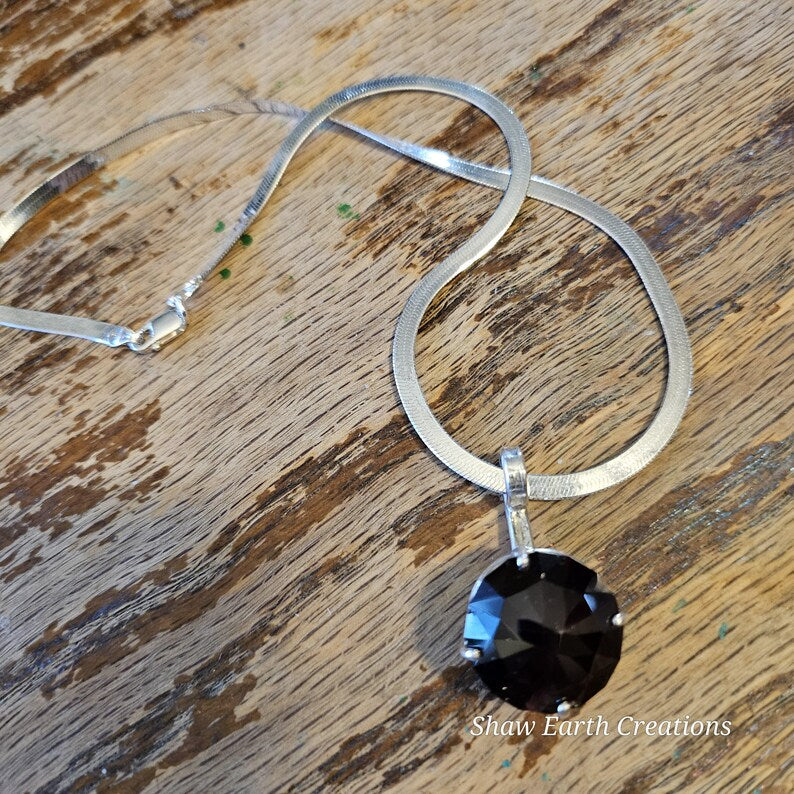 Handcrafted Large 27.ct Faceted Garnet on Small Bail Necklace