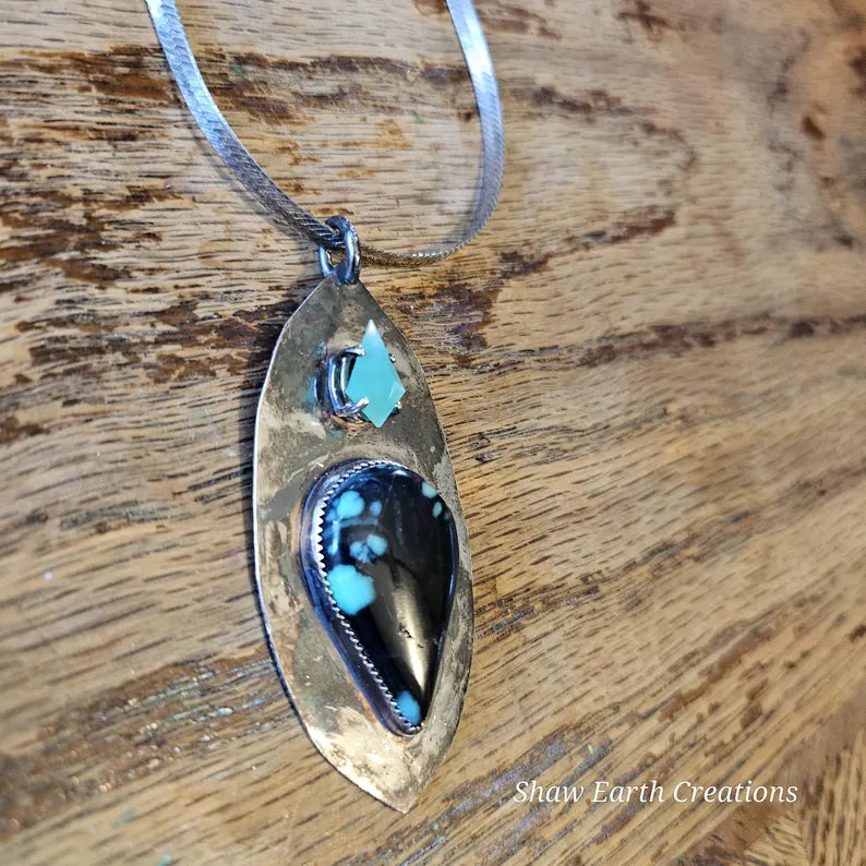 Handcrafted Persian Variscite Chrysoprase Sterling Silver Necklace