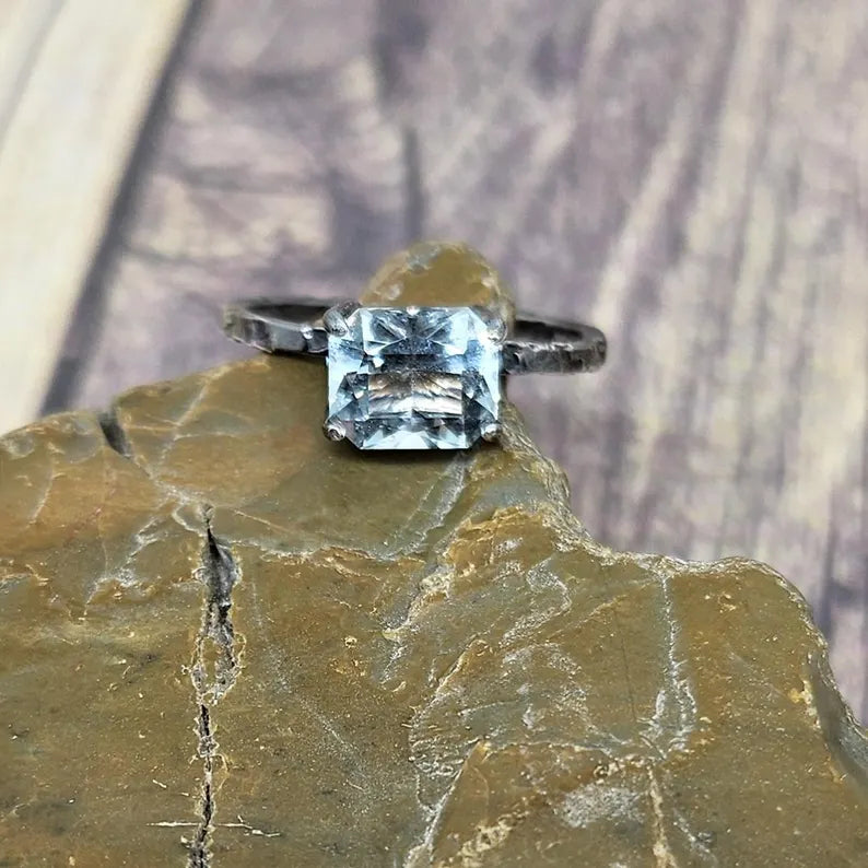 Handcrafted 1.45ct Aquamarine Sterling Silver Ring