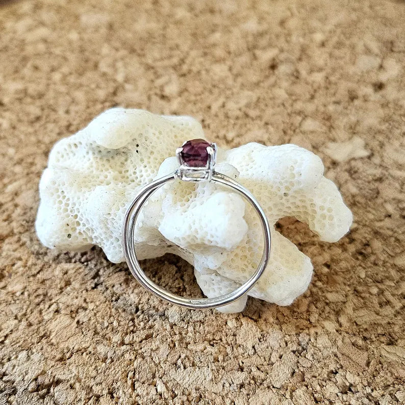 Handcrafted 1ct Rhodolite Garnet Sterling Silver Ring